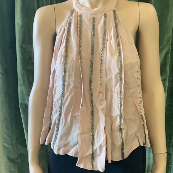 Free People Pink Flowy Beaded Top - Picture 3 of 5